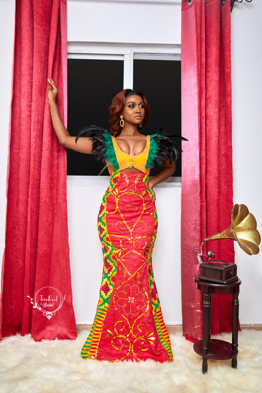 Feather kente gown - TrueFond