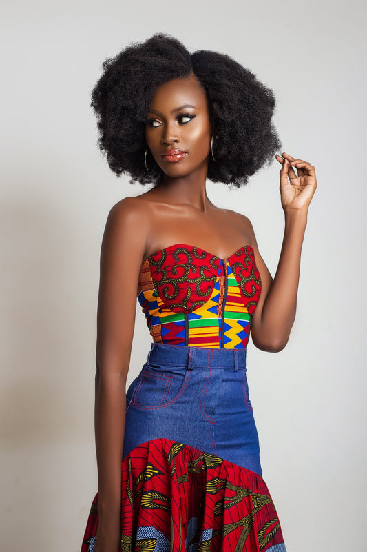 Kente crop top-FREE STANDARD SHIPPING